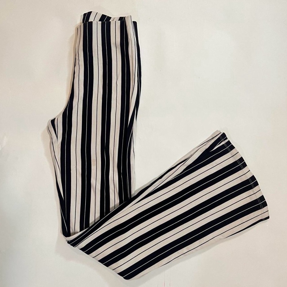 Topshop Black and White Striped Flare Pants